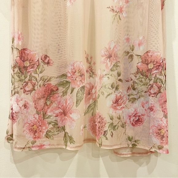 Myesper Kimono Womens Large Pink Sheer Mesh Floral Boho Fairy Feminine Romance - Picture 6 of 11